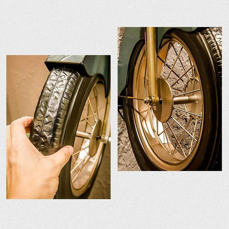 HANSART, Bring a bold and nostalgic touch to your space with this Vintage Motorcycle Front Wall Decor. Designed to replicate the front of a classic motorcycle, this unique wall art piece features realistic details including a metal handlebar, headlight, and tire. The industrial retro finish and authentic styling make it a perfect statement piece for garages, cafes, man caves, or any space in need of a rugged, adventurous vibe.