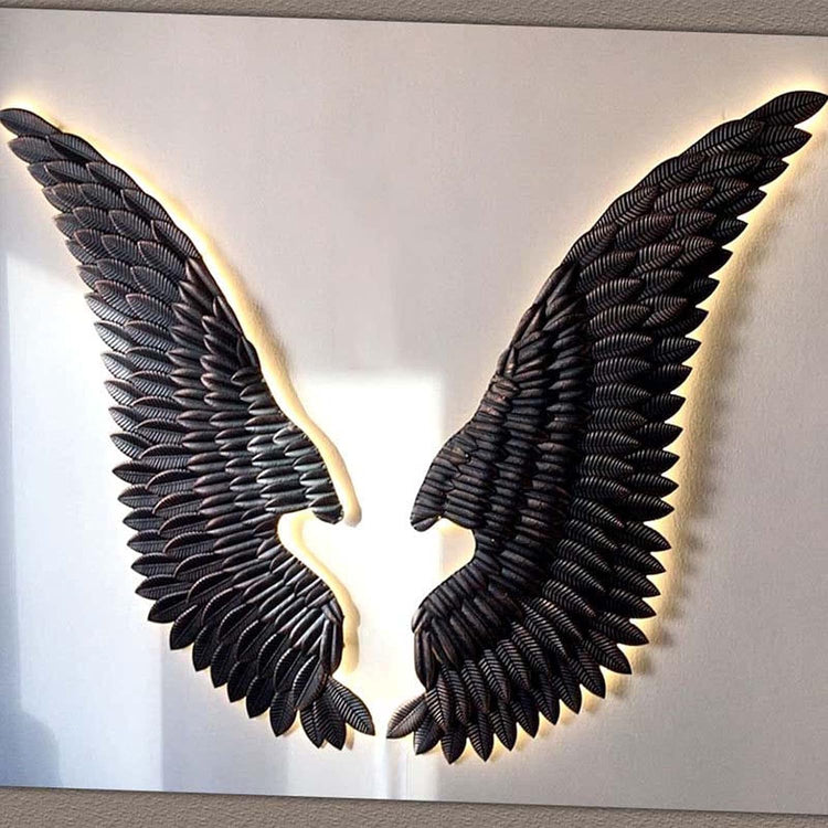 Metal Wall Decor by Hansart
Made of High-Quality Iron Metal
Anti-rust powder coating used for long lasting finish
Set of 2
Approx Size mentioned for each wing: Height: 60 Inches ; Height: 24 Inches
Hanging Mechanism included
Wall Art with LED
