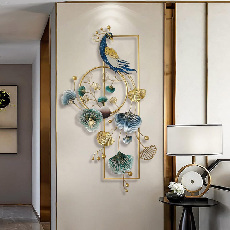Add a touch of elegance to your home decor with the stunning Peacock Framed Metal Wall Art. Crafted from durable metal, this 18 x 35-inch piece features a beautifully detailed peacock design framed in a modern golden frame. Perfect for adding a unique and sophisticated touch to any room.