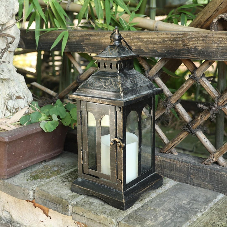 Vintage Black Metal Lantern Candle Holder for Home and Garden Decor-Hansart-Hansart, Add a touch of timeless elegance to your indoor or outdoor space with this Vintage Black Metal Lantern. Crafted from premium metal and clear glass panels, this lantern beautifully showcases the flickering glow of candles, whether real or flameless LED. Its windproof design ensures a steady flame, making it ideal for patios, gardens, weddings, or cozy indoor settings. With its antique finish and versatile style, this lantern