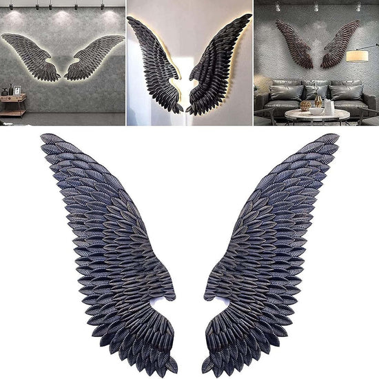 Metal Wall Decor by Hansart
Made of High-Quality Iron Metal
Anti-rust powder coating used for long lasting finish
Set of 2
Approx Size mentioned for each wing: Height: 60 Inches ; Height: 24 Inches
Hanging Mechanism included
Wall Art with LED