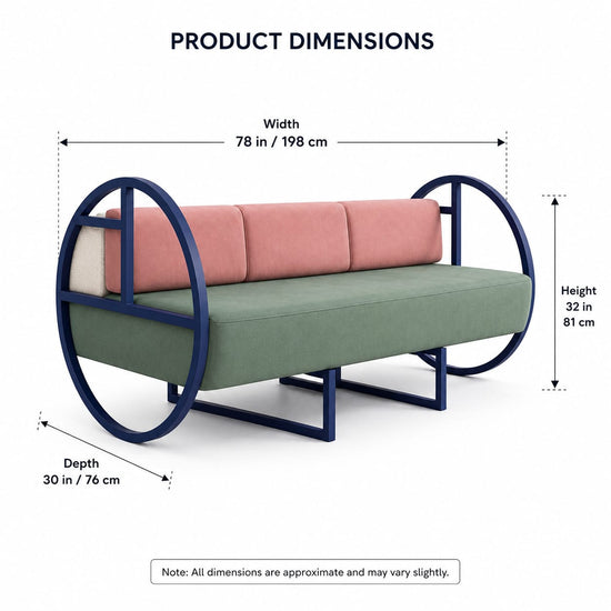 Scandinavian Style 3 Seater Upholstered Sofa Bench