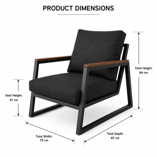 Contemporary Upholstered Armchair with Wooden Handles