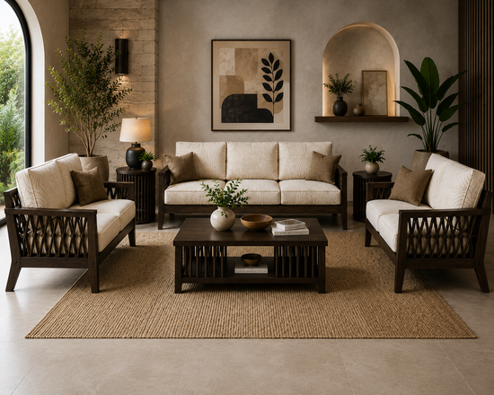 Premium Solid Wood Sofa Set