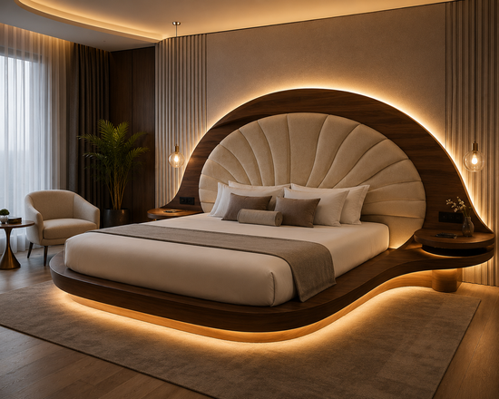 Elegant Hotel Style Bed with Solid Wood Frame