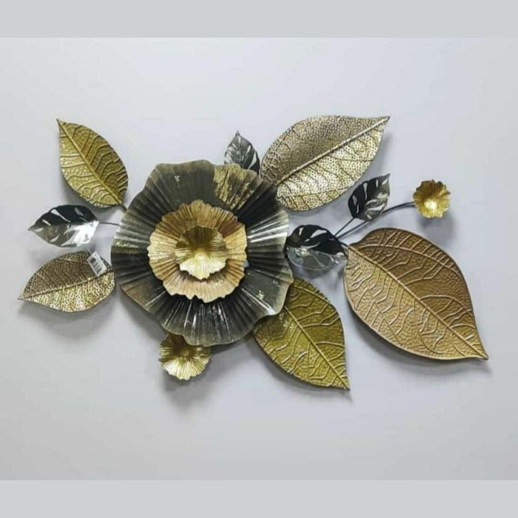 Metallic Black Golden Rose Décor Art For Living Room (40 x 22 Inches)-Home Decoration-Hansart-Metallic Nature Wall Decor by Hansart-Made of Premium-Quality Iron Metal Perfect for your living room, bedroom, hall, office reception, guest room, and hotel reception-The product is packed by professionals for safe delivery-Designed to make your home look complete-"Hansart Made In India because India itself is an art".