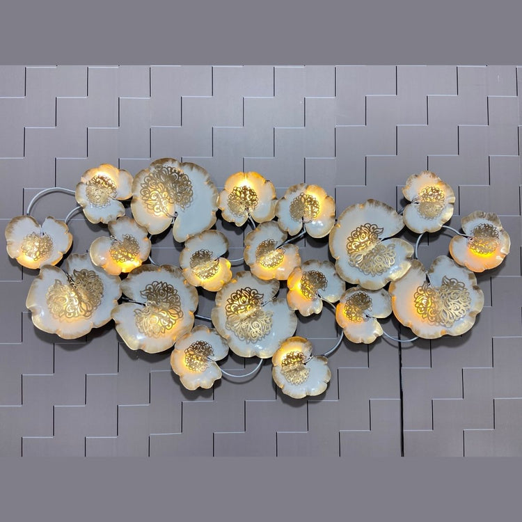 White and Golden Zara Metal Wall Art for Living Room (56x26)-Home Decoration-Hansart-abstract metal wall art-Made of Premium-Quality Iron Metal-Perfect for your living room, bedroom, hall, office reception, guest room, and hotel reception-The product is packed by professionals for safe delivery Designed to make your home look complete-"Hansart Made In India because India itself is an art".