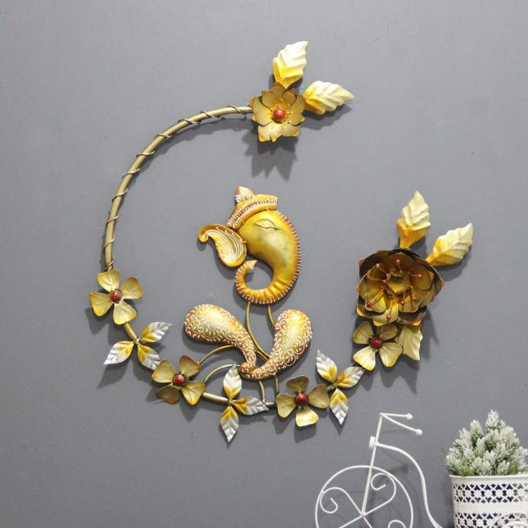 Ganeshji Nature Metal Wall Art for living room (27 x 26 Inches)-The Opperste-Hans Art-Metallic Traditional Wall Decor by Hansart-Made of Premium-Quality Iron Metal Perfect for your living room, bedroom, hall, office reception, guest room, and hotel reception-The product is packed by professionals for safe delivery-Designed to make your home look complete-"Hansart Made In India because India itself is an art".