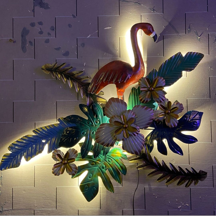 Flower Bagula Metallic Wall Art for Drawing Room (33x26 Inches)-Home Decoration-Hansart-Wildlife Metal Wall Decor by Hansart-Made of Premium-Quality Iron Metal-Perfect for your living room, bedroom, hall, office reception, guest room, and hotel reception-The product is packed by professionals for safe delivery-Designed to make your home look complete-"Hansart Made In India because India itself is an art".