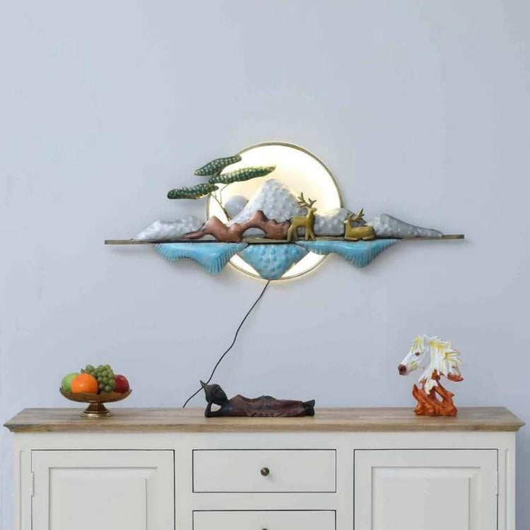 Moon Rock Nature Wall Art For Living Room (46 x 19 Inches)-Home Decoration-Hansart-Wildlife Metal Wall Decor by Hansart-Made of Premium-Quality Iron Metal-Perfect for your living room, bedroom, hall, office reception, guest room, and hotel reception-The product is packed by professionals for safe delivery-Designed to make your home look complete-"Hansart Made In India because India itself is an art".