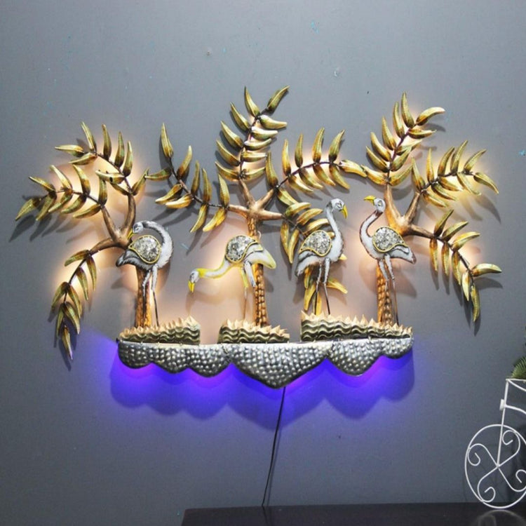 Swan Nature Metal Wall Art with Backlit (46 x 22 Inches)-Home Decoration-Hansart-Metallic Nature Wall Decor by Hansart-Made of Premium-Quality Iron Metal Perfect for your living room, bedroom, hall, office reception, guest room, and hotel reception-The product is packed by professionals for safe delivery-Designed to make your home look complete-"Hansart Made In India because India itself is an art".
