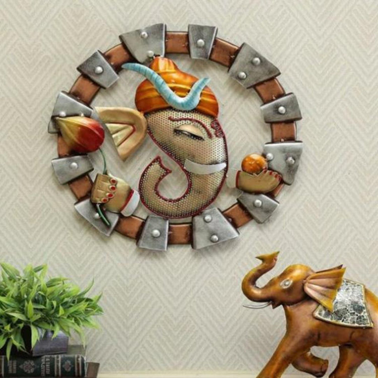 Ganeshji Lotus Frame Metal Wall Art (19 x 19 inches)-Artisan Hub-Hans Art-Metallic Traditional Wall Decor by Hansart-Made of Premium-Quality Iron Metal Perfect for your living room, bedroom, hall, office reception, guest room, and hotel reception-The product is packed by professionals for safe delivery-Designed to make your home look complete-"Hansart Made In India because India itself is an art".