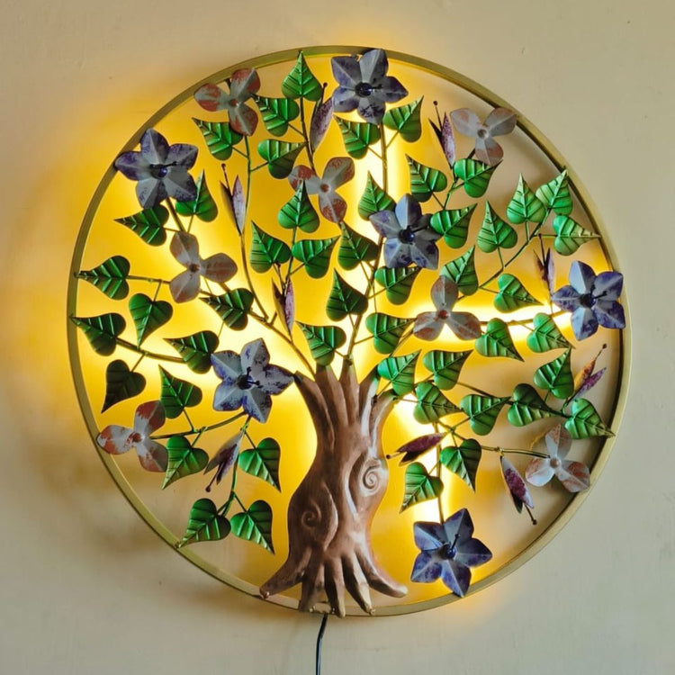 Crafted with anti-rust powder coating, this piece of art will remain vibrant and beautiful for years to come. Enjoy 29 x 29 Inches of majestic elegance in your home Hanging Mechanism included Nature wall decor with led lighting Perfect for your living room, bedroom, hall, office reception, guest room, and hotel reception The product is packed by professionals for safe delivery Metal Wall Decor by Hansart