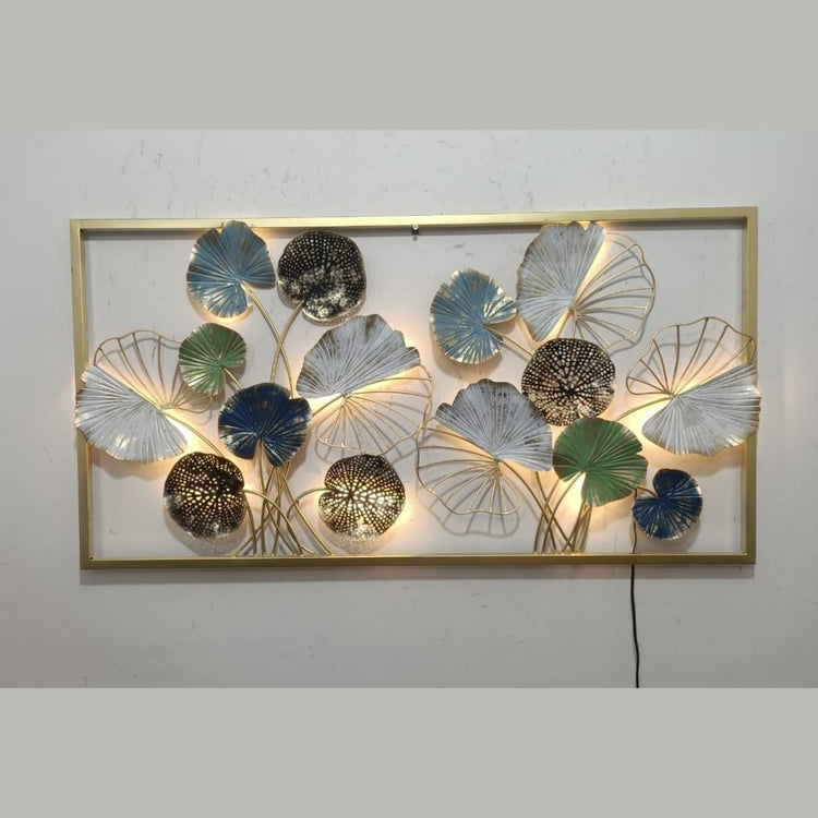 Water Lily Framed Wall Art For Living Room (52x27 Inches)-Home Decoration-Hansart-abstract metal wall art-Made of Premium-Quality Iron Metal-Perfect for your living room, bedroom, hall, office reception, guest room, and hotel reception-The product is packed by professionals for safe delivery Designed to make your home look complete-"Hansart Made In India because India itself is an art".