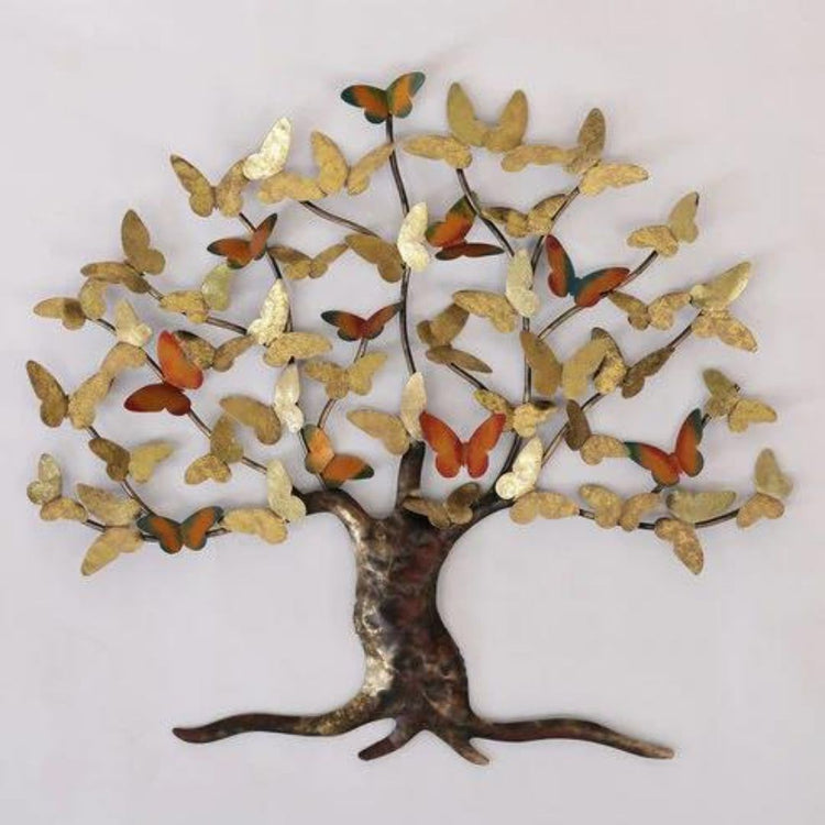 Multi Butterfly Tree Metal Wall Art (37 x 33 Inches)-Home Decoration-Metal Wall Tree by Hansart Made of Premium-Quality Iron Metal Perfect for your living room, bedroom, hall, office reception, guest room, and hotel reception The product is packed by professionals for safe delivery Designed to make your home look complete "Hansart Made In India because India itself is an art".