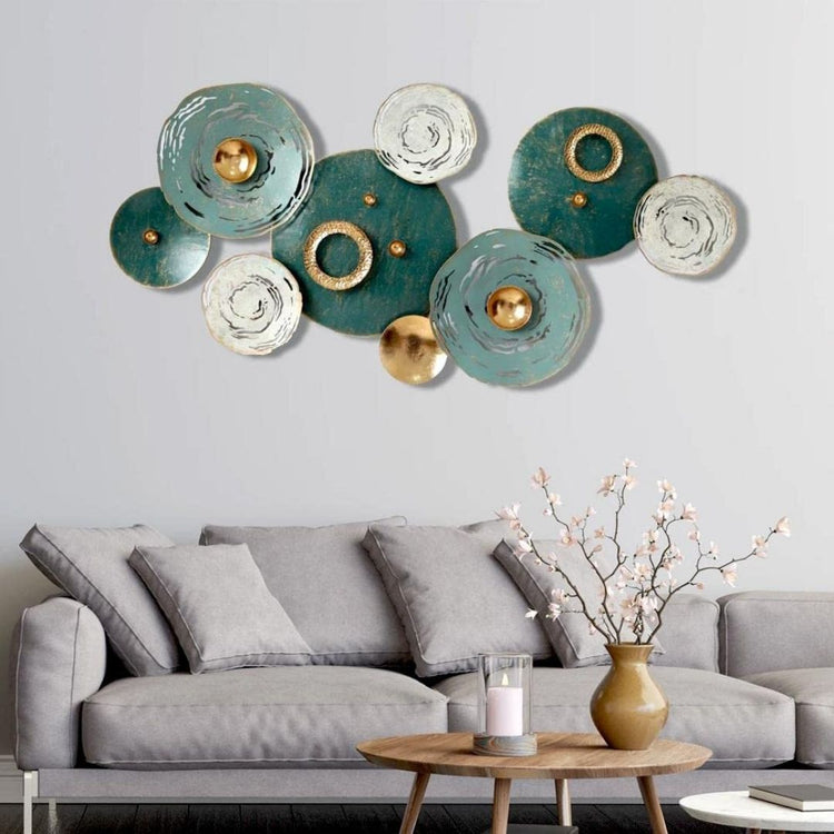 Elegant Round Metal Wall Accent for Living Room and Hall. Metal Wall Decor by Hansart Abstract wall art Total Wall Coverage Area: 53 x 27 Inches Made of Premium-Quality Iron Metal Anti-rust powder coating used Hanging Mechanism included Perfect for your living room, bedroom, hall, office reception, guest room, and hotel reception The product is packed by professionals for safe delivery Designed to make your home look complete "Hansart Made In India because India itself is an art".