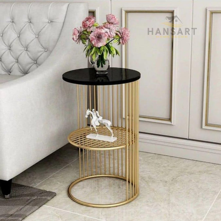 Designer Metal Side Table with a shelf for Living Room-Hansart, Tables, Designer Tables by Hans Art Specifications: Top: 12 x 12 Inches, Height: 20 Inches The top of the product is made of laminate material on MDF. Metal body base (Rust Free) Premium Quality Metal Construction Hand Crafted Tables Best for your living room, drawing room, guest room, hall and reception The product is packed by professionals for safe delivery Designed to make your home look complete "Hansart Made In India"