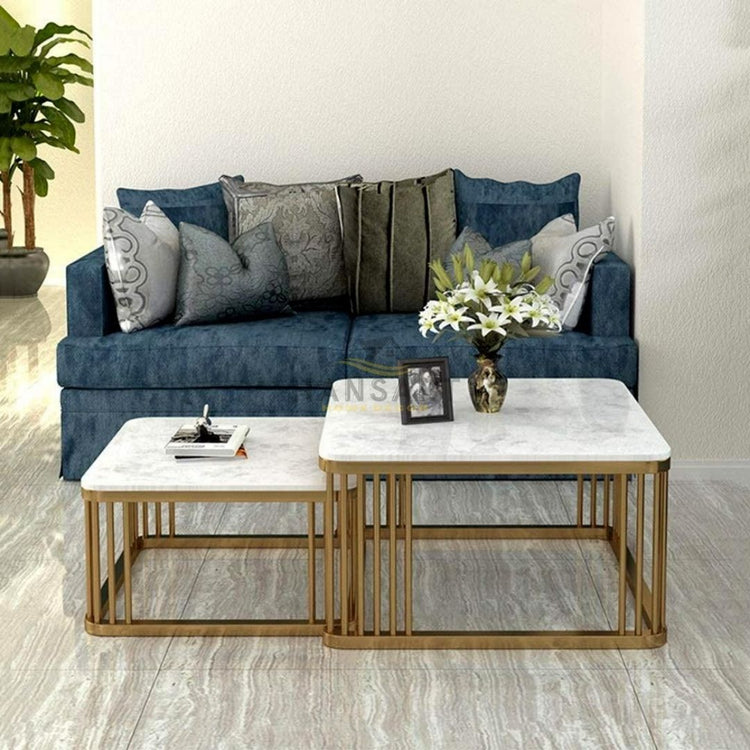 Designer white Top Centre Coffee Table for Living Room-Hansart, Tables, Designer Tables by Hans Art Specifications: Large- Top: 20 x 20 Inches, Height:16 Inches Small- Top:18 x 18 Inches, Height: 14 Inches Marble Top Table and Metal body base (Rust Free) Premium Quality Metal Construction Hand Crafted Tables Best for your living room, drawing room, guest room, hall and reception The product is packed by professionals for safe delivery Designed to make your home look complete "Hansart Made In India"