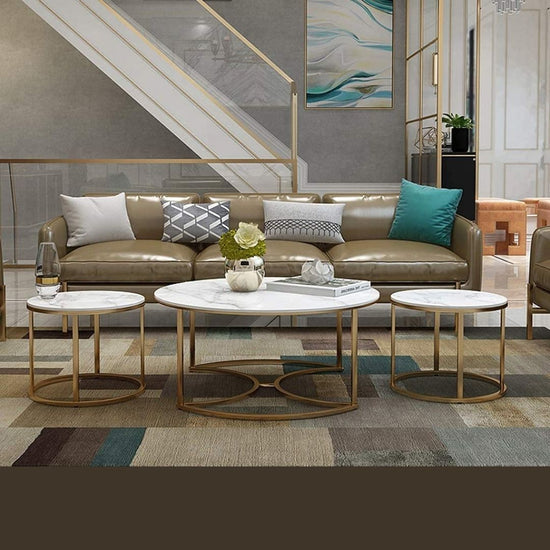 Gold plating Marble Top Metallic Coffee Table-Hansart, Tables, Designer Tables by Hans Art Specifications: Large- Top: 32 x 32 Inches, Height:18 Inches Small- Top: 20 x 20 Inches, Height: 16 Inches Marble Top Table and Metal body base (Rust Free) Premium Quality Metal Construction Hand Crafted Tables Best for your living room, drawing room, guest room, hall and reception The product is packed by professionals for safe delivery Designed to make your home look complete "Hansart Made In India"