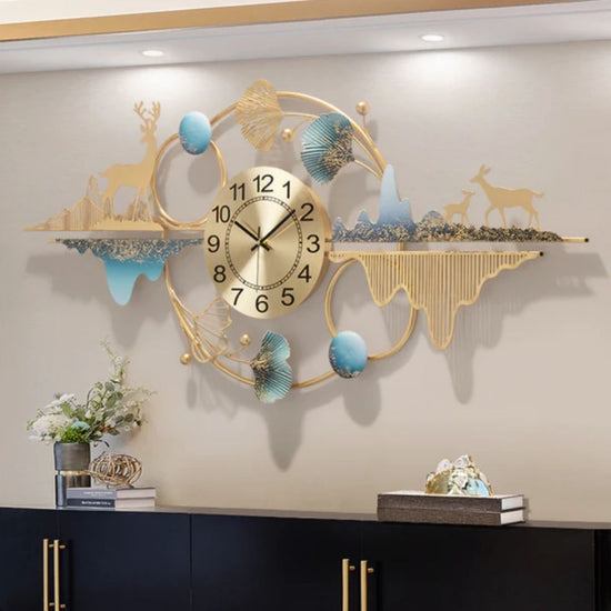 Metal Wall Clock by Hansart Abstract wall art Total Wall Coverage Area: 48 x 24 Inches Made of Premium-Quality Iron Metal Anti-rust powder coating used Hanging Mechanism included Perfect for your living room, bedroom, hall, office reception, guest room, and hotel reception The product is packed by professionals for safe delivery Designed to make your home look complete "Hansart Made In India because India itself is an art".
