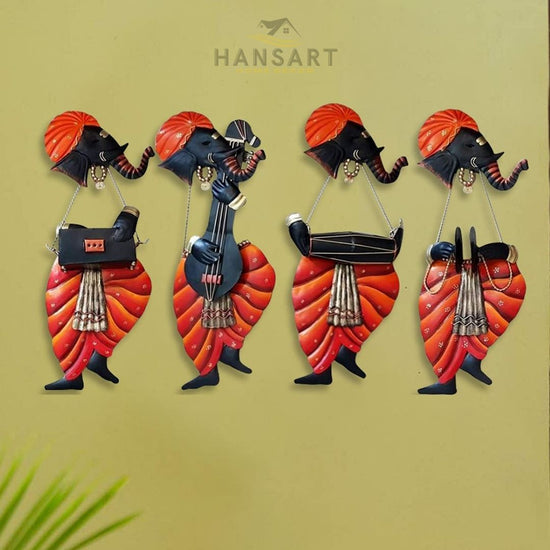 Musical Ganeshji Metal Wall Art (18 x 7 Inches)
