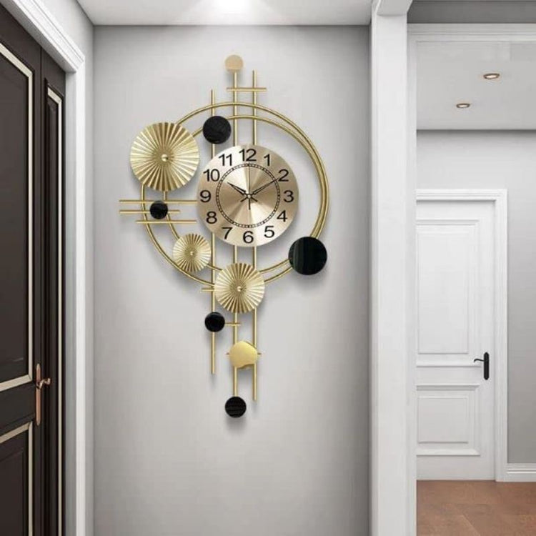 Metal Wall Clock by Hansart Total Wall Coverage Area: 24 x 48 Inches Expertly crafted by artisans in Jodhpur, India Made of Wrought Iron Metal It feature an anti-rust powder coating for a long-lasting finish Finished with a spray paint and lacquer for a smooth and polished look Perfect for your living room, bedroom, hall, office reception, guest room, and hotel reception The product is packed by professionals for safe delivery Designed to make your home look complete