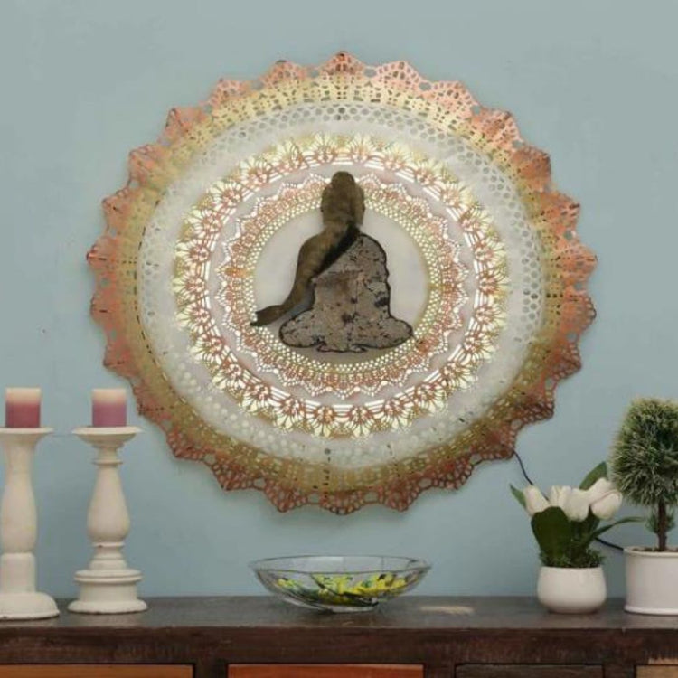 Hansart Special Buddha Circle LED Wall Art (32 x 32 Inches)-Artisan Hub-Hans Art-Metallic Traditional Wall Decor by Hansart-Made of Premium-Quality Iron Metal Perfect for your living room, bedroom, hall, office reception, guest room, and hotel reception-The product is packed by professionals for safe delivery-Designed to make your home look complete-"Hansart Made In India because India itself is an art".