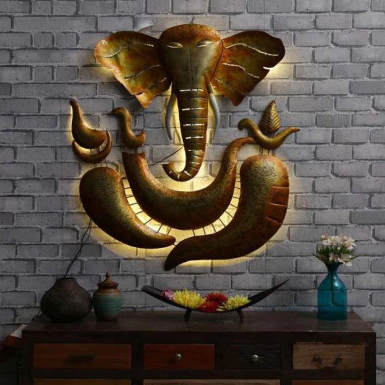 Hansart Special Ganeshji Metal Wall Art-Metal Wall Decor by Hansart Total Wall Coverage Area: 20 x 30 Inches & 30 x 40 Inches Made of Premium-Quality Iron Metal Anti Rust Powder Coating Used Hanging Mechanism Included Perfect for your living room, bedroom, hall, office reception, guest room, and hotel reception The product is packed by professionals for safe delivery Designed to make your home look complete
