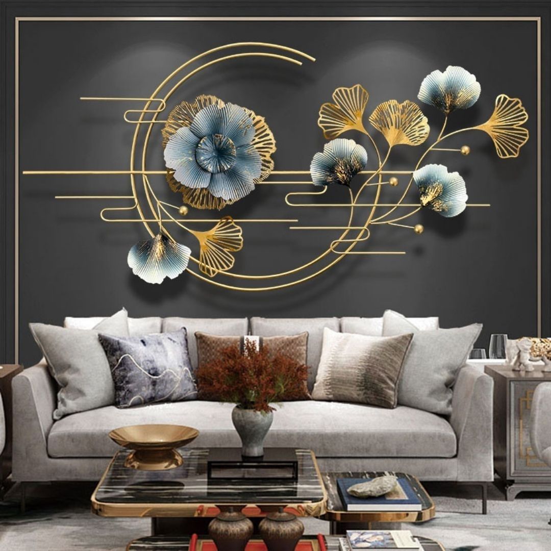 Musical Flowers Metal Wall Art for living room (48 x 24 Inches) – Hansart
