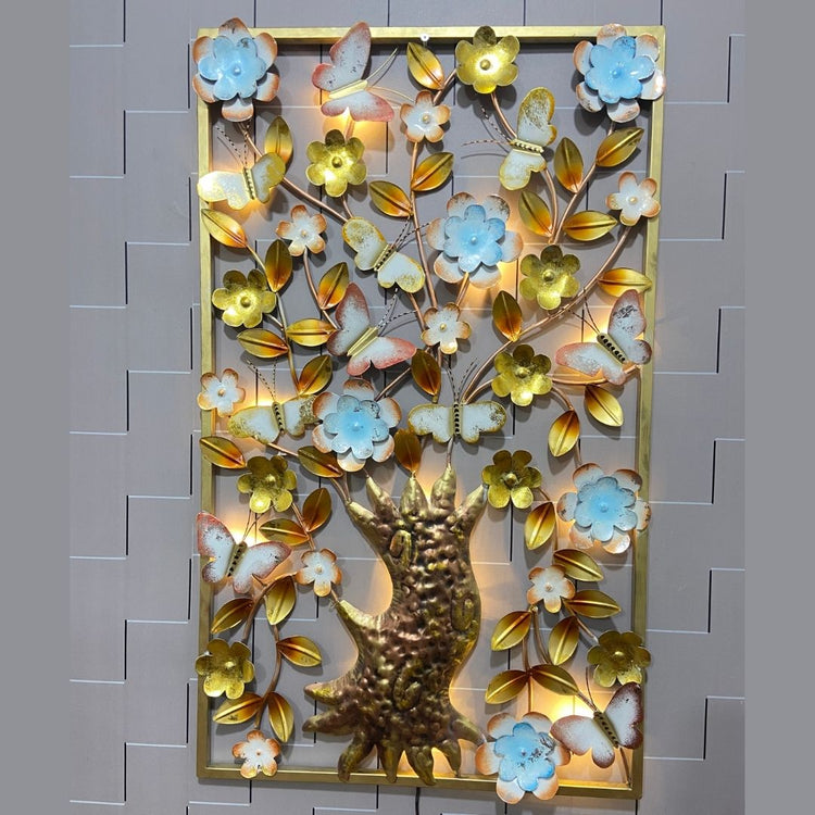 Crafted with anti-rust powder coating, this piece of art will remain vibrant and beautiful for years to come. Enjoy 24 x 42 Inches of majestic elegance in your home Hanging Mechanism included Nature wall decor with led lighting Perfect for your living room, bedroom, hall, office reception, guest room, and hotel reception The product is packed by professionals for safe delivery Metal Wall Decor by Hansart