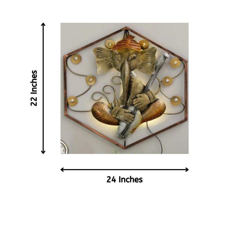 Ganesh Ji Hexagon Frame Metal Wall Art (24 x 22 Inches)-Artisan Hub-Hans Art-Metallic Traditional Wall Decor by Hansart-Made of Premium-Quality Iron Metal Perfect for your living room, bedroom, hall, office reception, guest room, and hotel reception-The product is packed by professionals for safe delivery-Designed to make your home look complete-"Hansart Made In India because India itself is an art".