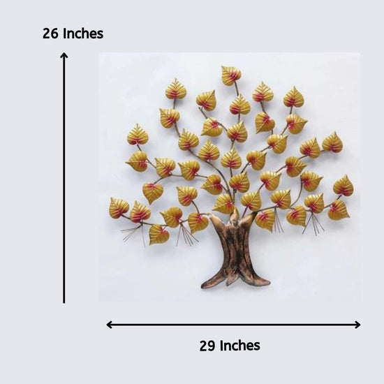 Hansart Special Peepal Golden Leaves Tree Metal Wall Art (29 x 26 Inches)-Home Decoration-Metal Wall Tree by Hansart Made of Premium-Quality Iron Metal Perfect for your living room, bedroom, hall, office reception, guest room, and hotel reception The product is packed by professionals for safe delivery Designed to make your home look complete "Hansart Made In India because India itself is an art".