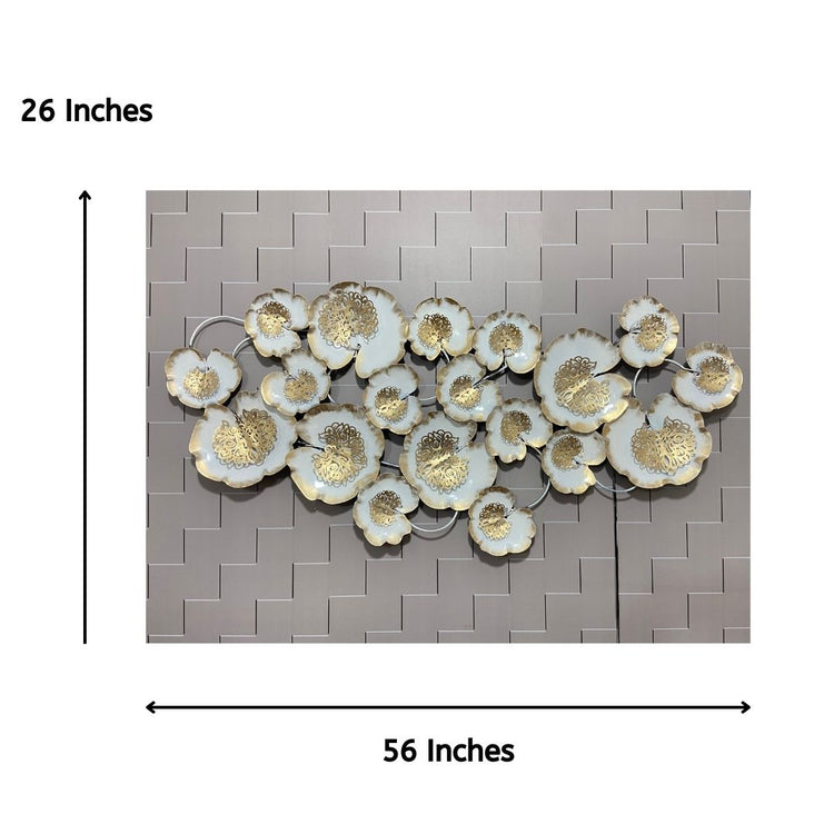 White and Golden Zara Metal Wall Art for Living Room (56x26)-Home Decoration-Hansart-abstract metal wall art-Made of Premium-Quality Iron Metal-Perfect for your living room, bedroom, hall, office reception, guest room, and hotel reception-The product is packed by professionals for safe delivery Designed to make your home look complete-"Hansart Made In India because India itself is an art".
