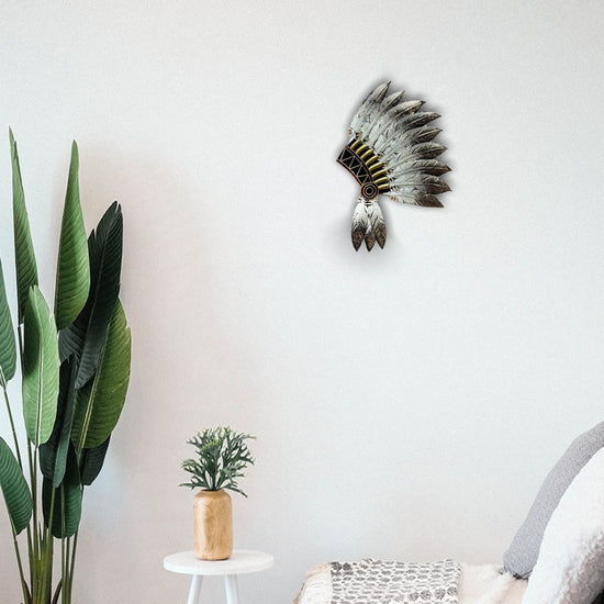 Tribal Head Gear Metal Wall Décor (17 x 13 Inches)