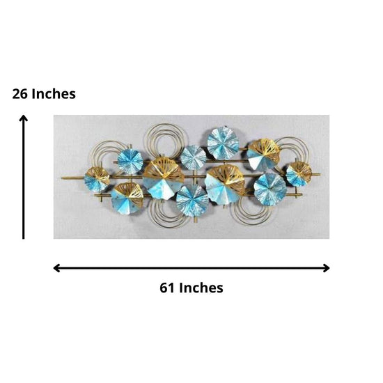 Blue Bloom Metal Wall Art for Living Room (61 x 26 Inches)-Home Decoration-Hansart-abstract metal wall art-Made of Premium-Quality Iron Metal-Perfect for your living room, bedroom, hall, office reception, guest room, and hotel reception-The product is packed by professionals for safe delivery Designed to make your home look complete-"Hansart Made In India because India itself is an art".