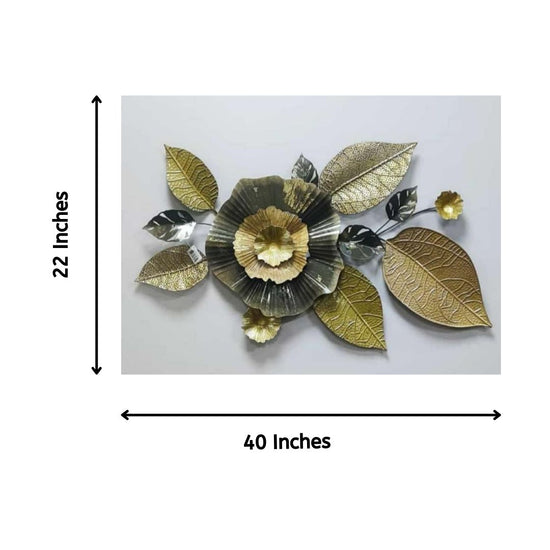 Metallic Black Golden Rose Décor Art For Living Room (40 x 22 Inches)-Home Decoration-Hansart-Metallic Nature Wall Decor by Hansart-Made of Premium-Quality Iron Metal Perfect for your living room, bedroom, hall, office reception, guest room, and hotel reception-The product is packed by professionals for safe delivery-Designed to make your home look complete-"Hansart Made In India because India itself is an art".