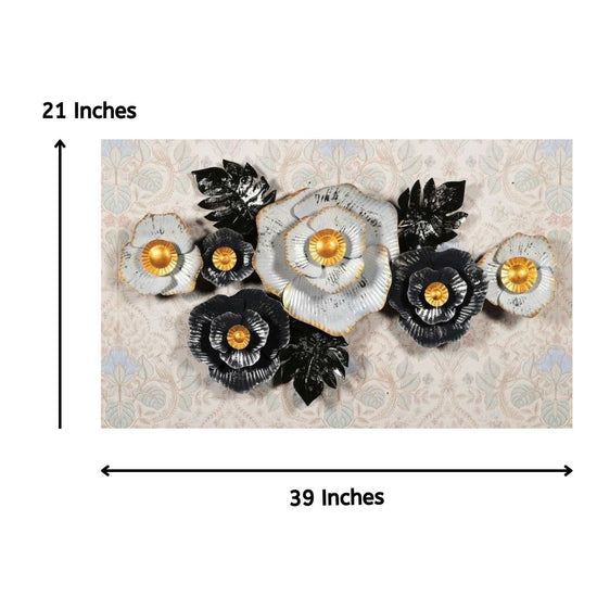 Black N White Flowery Wall Décor (39 x 21 Inches)-Home Decoration-Hansart-Metallic Nature Wall Decor by Hansart-Made of Premium-Quality Iron Metal Perfect for your living room, bedroom, hall, office reception, guest room, and hotel reception-The product is packed by professionals for safe delivery-Designed to make your home look complete-"Hansart Made In India because India itself is an art".