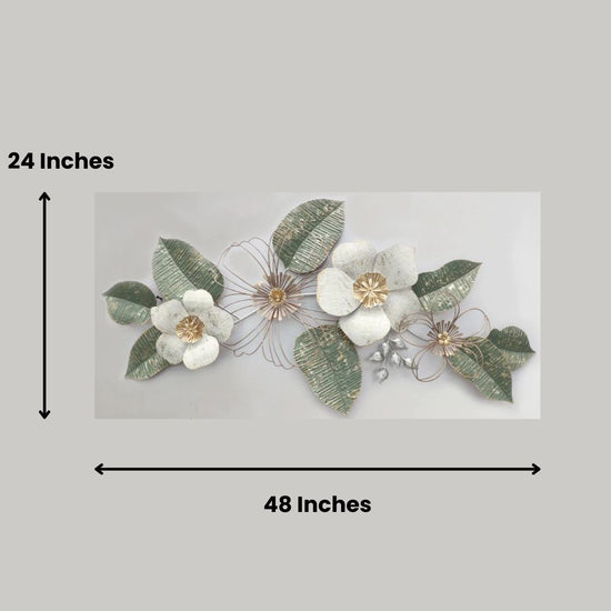 Dazzling White Flower Metal Wall Art-Metal Wall Decor by Hansart Abstract wall art Total Wall Coverage Area: 48 x 24 Inches Made of Premium-Quality Iron Metal Anti-rust powder coating used Hanging Mechanism included Perfect for your living room, bedroom, hall, office reception, guest room, and hotel reception The product is packed by professionals for safe delivery Designed to make your home look complete "Hansart Made In India because India itself is an art".