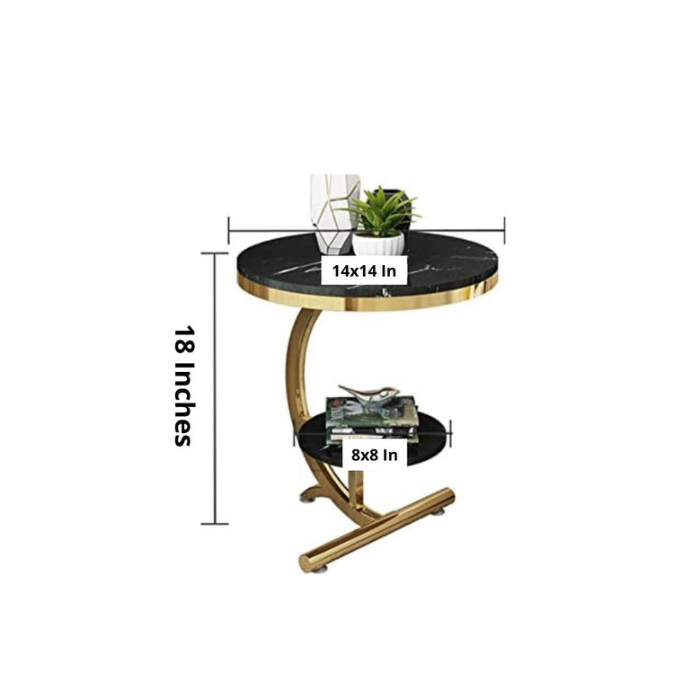 Round Black Metal Framed 2 Layer Coffee Table-Hansart, Tables, Designer Tables by Hans Art Specifications: Top: 14x14 Inches, Height: 18 Inches Metal body base (Rust Free) The top of the product is made of laminate material on MDF. Metal body base (Rust Free) Hand Crafted Tables Best for your living room, drawing room, guest room, hall and reception The product is packed by professionals for safe delivery Designed to make your home look complete "Hansart Made In India"