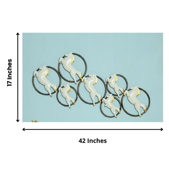 Rearing 7 Horses Metal Wall Art in Living Room (33 x 15 Inches)-Home Decoration-Hansart-Metal Wall Decor by Hansart-Horses wall decor art-Made of Premium-Quality Iron Metal Perfect for your living room, bedroom, hall, office reception, guest room, and hotel reception The product is packed by professionals for safe delivery Designed to make your home look complete "Hansart Made In India because India itself is an art".