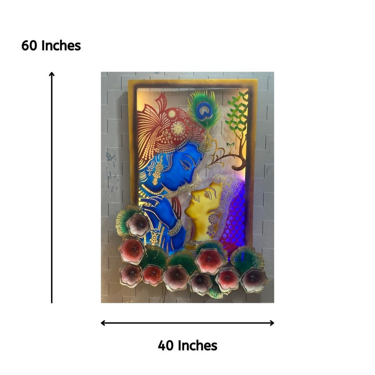 Artistic Radhe Krishna Framed Wall Art for Living Room (40x60 Inches)-Naren Impex-Hans Art-Metallic Traditional Wall Decor by Hansart-Made of Premium-Quality Iron Metal Perfect for your living room, bedroom, hall, office reception, guest room, and hotel reception-The product is packed by professionals for safe delivery-Designed to make your home look complete-"Hansart Made In India because India itself is an art".