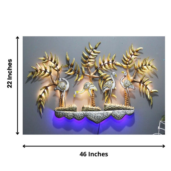 Swan Nature Metal Wall Art with Backlit (46 x 22 Inches)-Home Decoration-Hansart-Metallic Nature Wall Decor by Hansart-Made of Premium-Quality Iron Metal Perfect for your living room, bedroom, hall, office reception, guest room, and hotel reception-The product is packed by professionals for safe delivery-Designed to make your home look complete-"Hansart Made In India because India itself is an art".