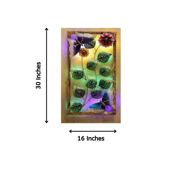 2 Butterfly Vertical Framed Wall Art With Backlit (16 x 30 Inches)-Home Decoration-Hansart-Metallic Nature Wall Decor by Hansart-Made of Premium-Quality Iron Metal Perfect for your living room, bedroom, hall, office reception, guest room, and hotel reception-The product is packed by professionals for safe delivery-Designed to make your home look complete-"Hansart Made In India because India itself is an art".