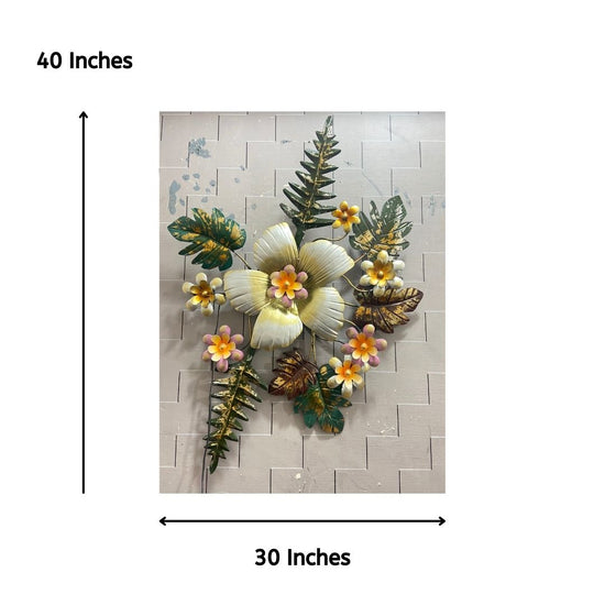 Blooming Flower Metal Wall Art for Drawing Room (30x40 Inches)-Home Decoration-Hansart-Metallic Nature Wall Decor by Hansart-Made of Premium-Quality Iron Metal Perfect for your living room, bedroom, hall, office reception, guest room, and hotel reception-The product is packed by professionals for safe delivery-Designed to make your home look complete-"Hansart Made In India because India itself is an art".