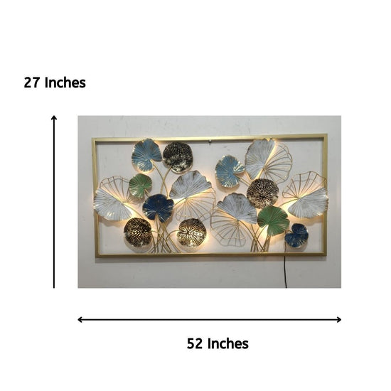 Water Lily Framed Wall Art For Living Room (52x27 Inches)-Home Decoration-Hansart-abstract metal wall art-Made of Premium-Quality Iron Metal-Perfect for your living room, bedroom, hall, office reception, guest room, and hotel reception-The product is packed by professionals for safe delivery Designed to make your home look complete-"Hansart Made In India because India itself is an art".
