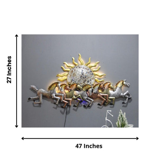 Metal Wall Decor by Hansart Total Wall Coverage Area: 47 x 27 Inches Made of Premium-Quality Iron Metal Anti-rust powder coating used Hanging Mechanism included Horse wall decor with led lighting Perfect for your living room, bedroom, hall, office reception, guest room, and hotel reception The product is packed by professionals for safe delivery Designed to make your home look complete "Hansart Made In India because India itself is an art".