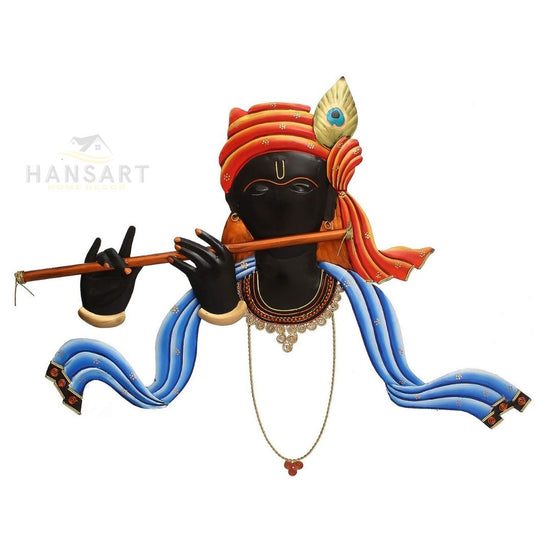 Shri Krishna with Flute Metal Wall Art (28 x 17 Inches)