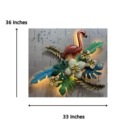 Flower Bagula Metallic Wall Art for Drawing Room (33x26 Inches)-Home Decoration-Hansart-Wildlife Metal Wall Decor by Hansart-Made of Premium-Quality Iron Metal-Perfect for your living room, bedroom, hall, office reception, guest room, and hotel reception-The product is packed by professionals for safe delivery-Designed to make your home look complete-"Hansart Made In India because India itself is an art".