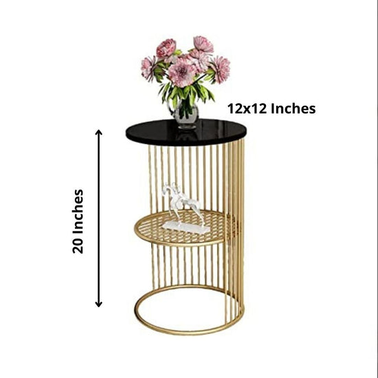 Designer Metal Side Table with a shelf for Living Room-Hansart, Tables, Designer Tables by Hans Art Specifications: Top: 12 x 12 Inches, Height: 20 Inches The top of the product is made of laminate material on MDF. Metal body base (Rust Free) Premium Quality Metal Construction Hand Crafted Tables Best for your living room, drawing room, guest room, hall and reception The product is packed by professionals for safe delivery Designed to make your home look complete "Hansart Made In India"