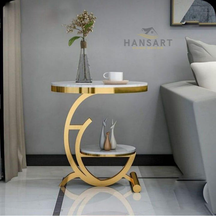 Classic Golden Metal Framed Side Table-Hansart, Tables, Designer Tables by Hans Art Specifications: Top: 14 x 14 Inches, Height: 18 Inches Metal body base (Rust Free) Premium Quality Metal Construction Hand Crafted Tables Best for your living room, drawing room, guest room, hall and reception The product is packed by professionals for safe delivery Designed to make your home look complete "Hansart Made In India"